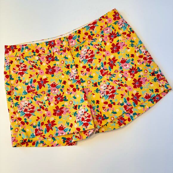 J. Crew Factory Basketweave Yellow Floral Chino Shorts - Picture 1 of 8